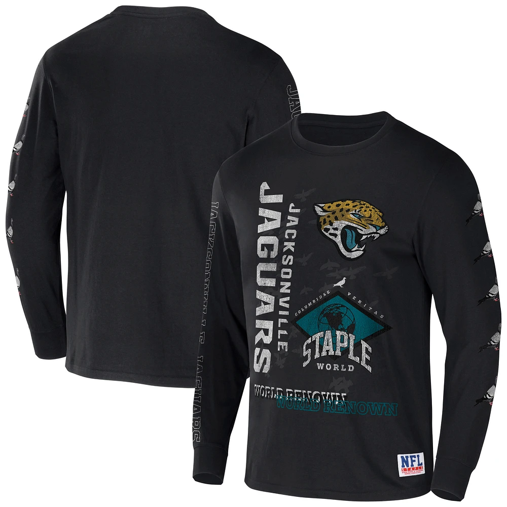 Men's NFL x Staple Black Jacksonville Jaguars World Renowned Long Sleeve T-Shirt