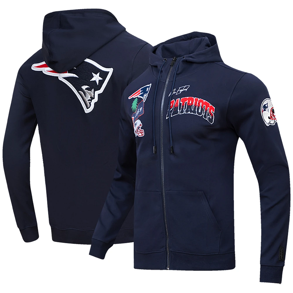 Men's Pro Standard Navy New England Patriots Hometown Full-Zip Hoodie