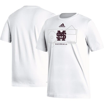 Men's adidas White Mississippi State Bulldogs Locker Lines Baseball Fresh T-Shirt