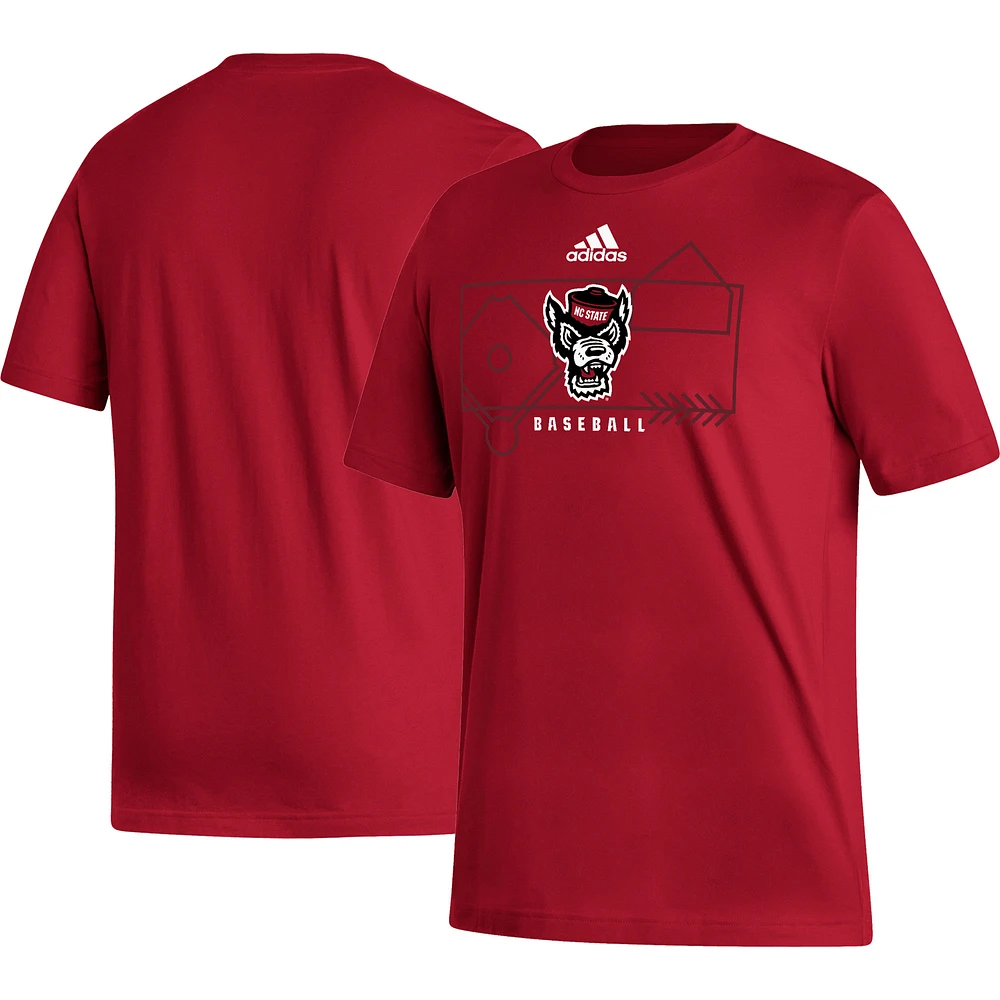 Men's adidas Red NC State Wolfpack Locker Lines Baseball Fresh T-Shirt