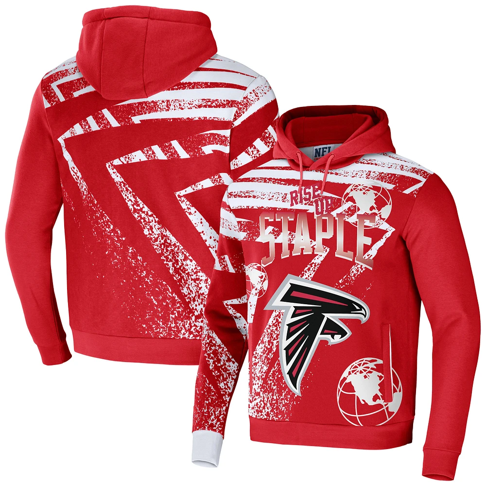 Men's NFL x Staple Red Atlanta Falcons All Over Print Pullover Hoodie