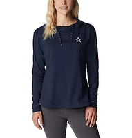 Women's Columbia Navy Dallas Cowboys Sun Trek Omni-Shade Omni-Wick Tri-Blend Pullover Hoodie