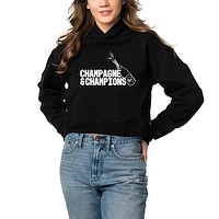 Women's Lusso Black Golden State Warriors 2022 NBA Finals Champions Layla Cropped Pullover Hoodie