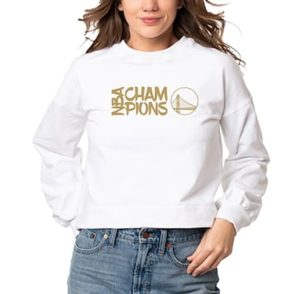 Women's Lusso White Golden State Warriors 2022 NBA Finals Champions Lola Pullover Sweatshirt