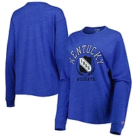 Women's League Collegiate Wear Heathered Royal Kentucky Wildcats Team Seal Victory Falls Oversized Tri-Blend Long Sleeve T-Shirt