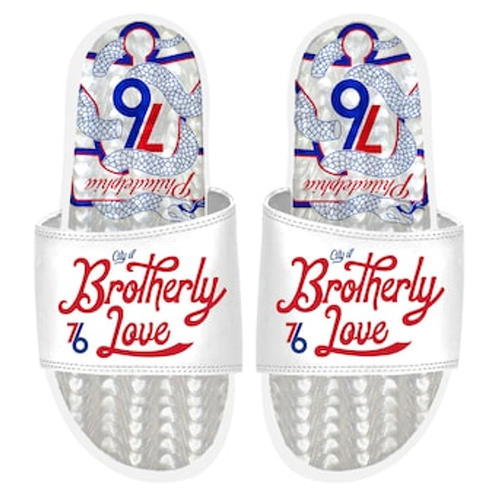 ISlide White Philadelphia 76ers 2022/23 City Edition Gel Slide Sandals