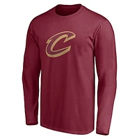 Men's Wine Cleveland Cavaliers Primary Logo Team Long Sleeve T-Shirt
