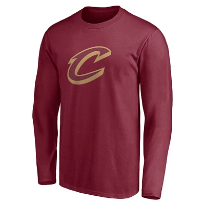 Men's Wine Cleveland Cavaliers Primary Logo Team Long Sleeve T-Shirt