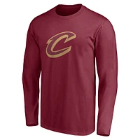 Men's Wine Cleveland Cavaliers Primary Logo Team Long Sleeve T-Shirt