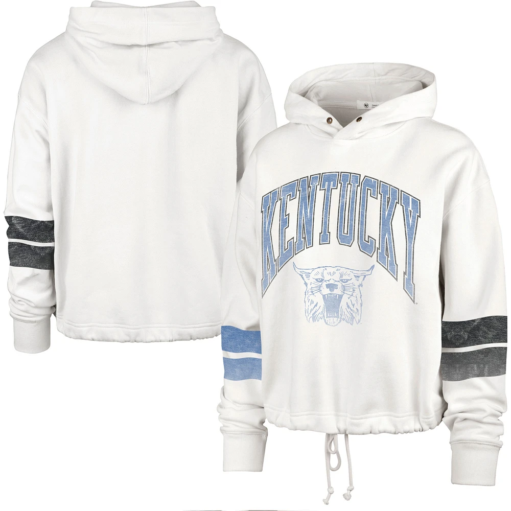 Women's '47 Cream Kentucky Wildcats Harper Adjustable Cropped Pullover Hoodie