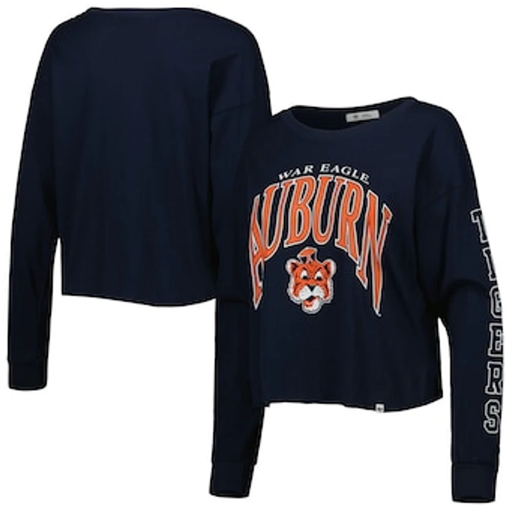 Women's '47 Navy Auburn Tigers Parkway II Cropped Long Sleeve T-Shirt