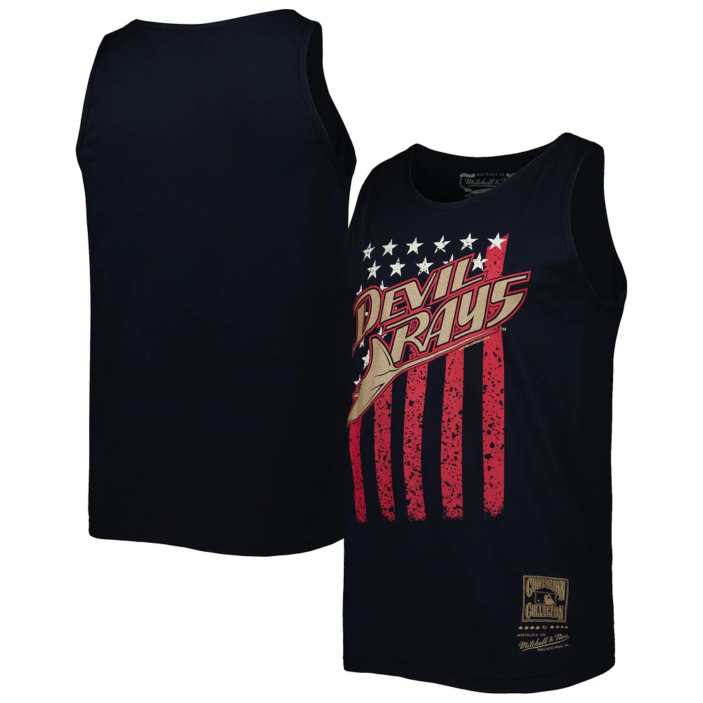 Men's Mitchell & Ness Navy Tampa Bay Rays Cooperstown Collection Stars and Stripes Tank Top