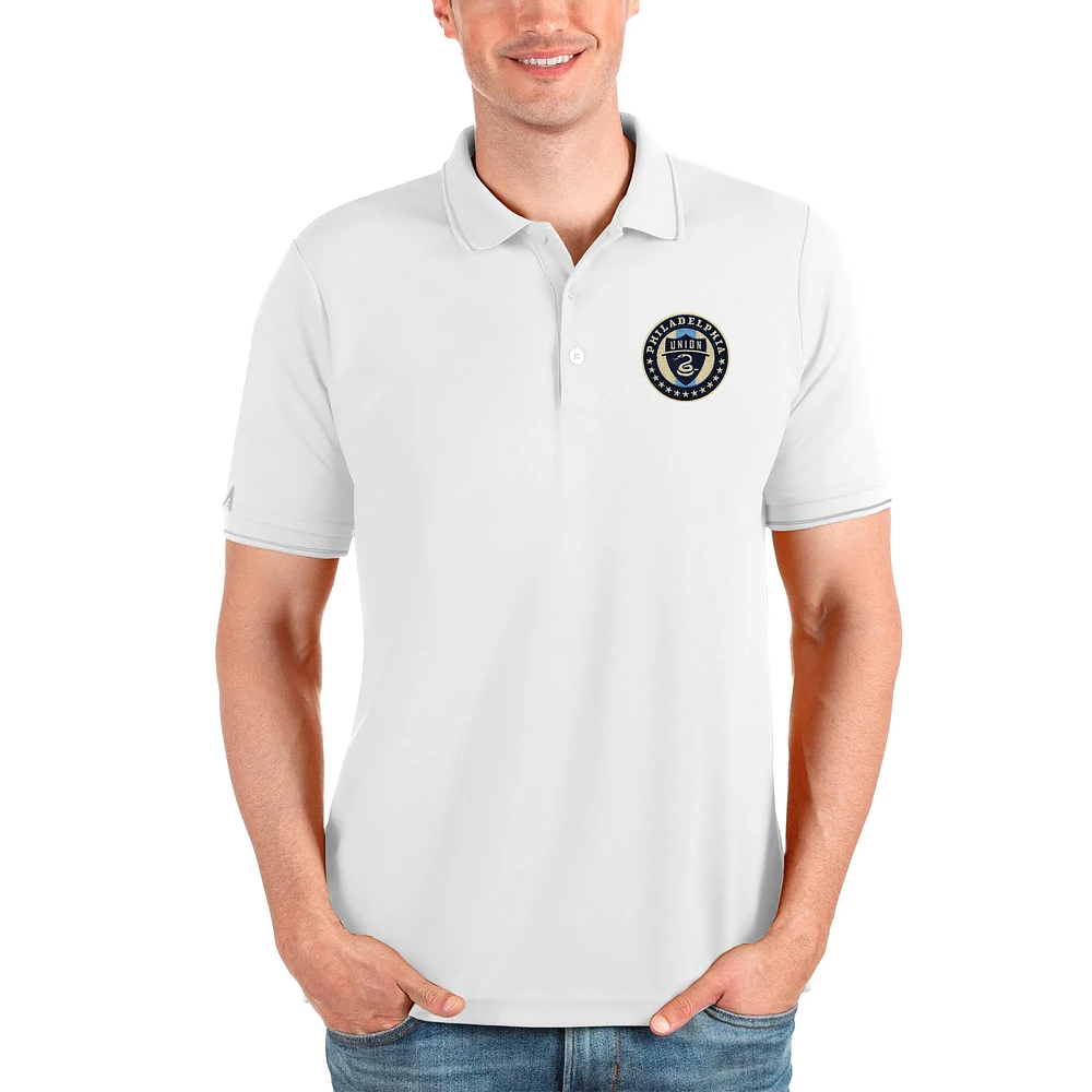 Men's Antigua White Philadelphia Union  Solid Pique Polo