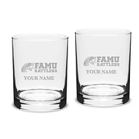 Florida A&M Rattlers Personalized 14oz. 2-Piece Classic Double Old Fashioned Glass Set