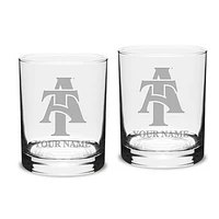 North Carolina A&T Aggies Personalized 14oz. 2-Piece Classic Double Old Fashioned Glass Set