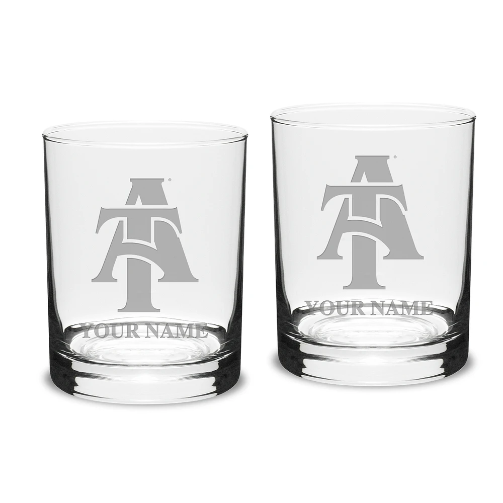 North Carolina A&T Aggies Personalized 14oz. 2-Piece Classic Double Old Fashioned Glass Set