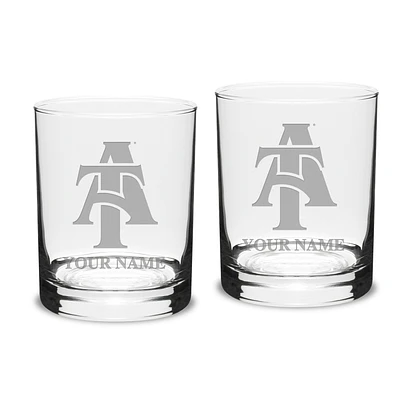 North Carolina A&T Aggies Personalized 14oz. 2-Piece Classic Double Old Fashioned Glass Set