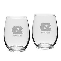 North Carolina Tar Heels Personalized 15oz. 2-Piece Stemless Wine Glass Set
