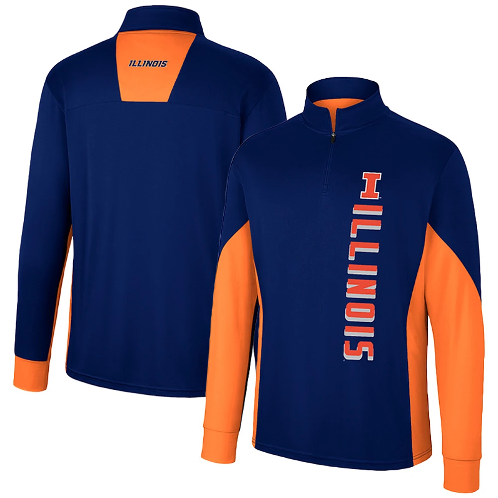 Men's Colosseum Navy Illinois Fighting Illini Bart Quarter-Zip Windshirt