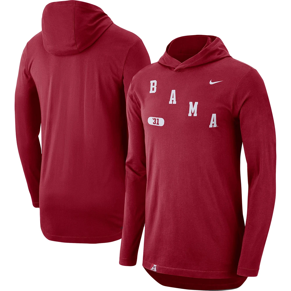 Men's Nike Crimson Alabama Tide Team Performance Long Sleeve Hoodie T-Shirt