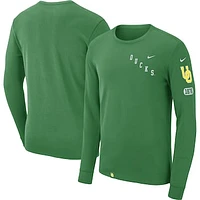 Men's Nike Green Oregon Ducks Repeat Logo 2-Hit Long Sleeve T-Shirt