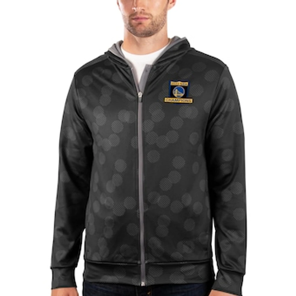 Men's Antigua Black Golden State Warriors 2022 NBA Finals Champions Phantom Full-Zip Hoodie