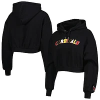 Women's The Wild Collective Black Arizona Cardinals Cropped Pullover Hoodie