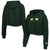 Women's The Wild Collective Green Bay Packers Cropped Pullover Hoodie