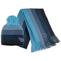 Women's WEAR by Erin Andrews Light Blue Tennessee Titans Ombre Pom Knit Hat and Scarf Set