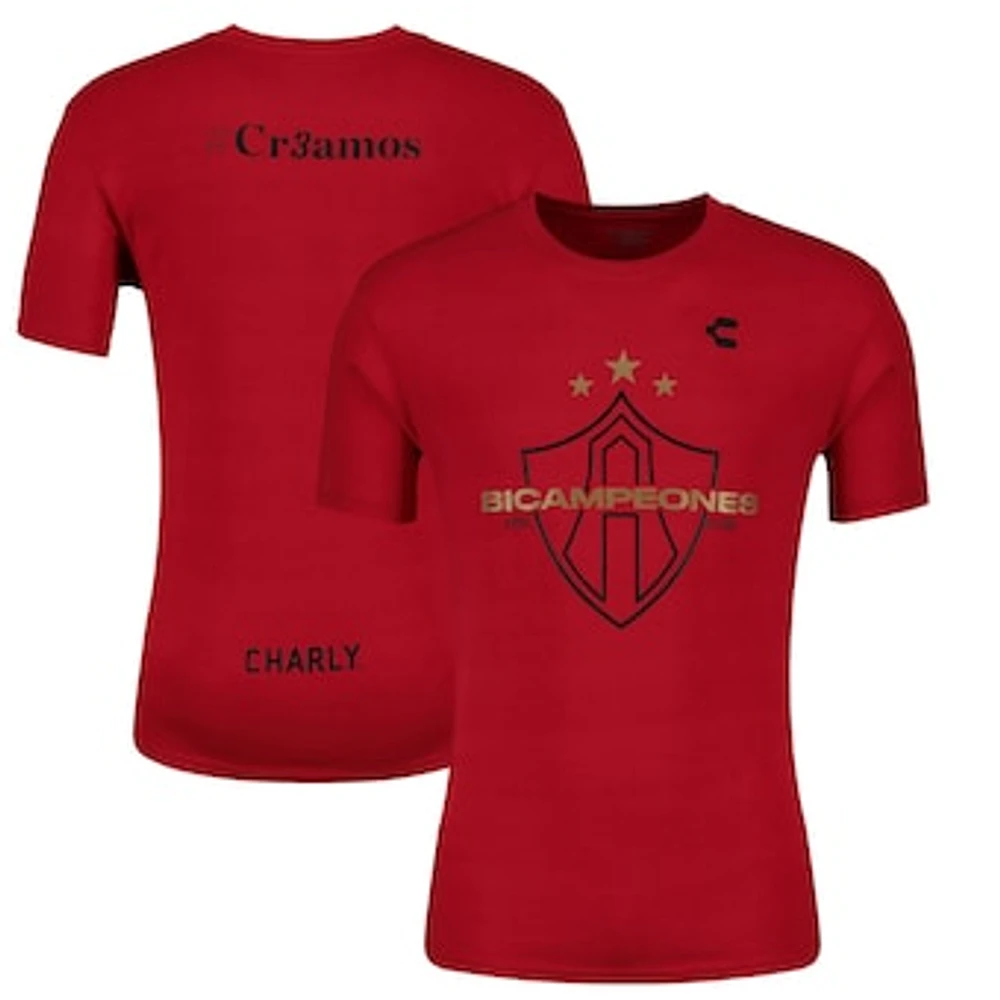 Men's Charly Red Club Atlas 2-Time Liga MX Champions T-Shirt