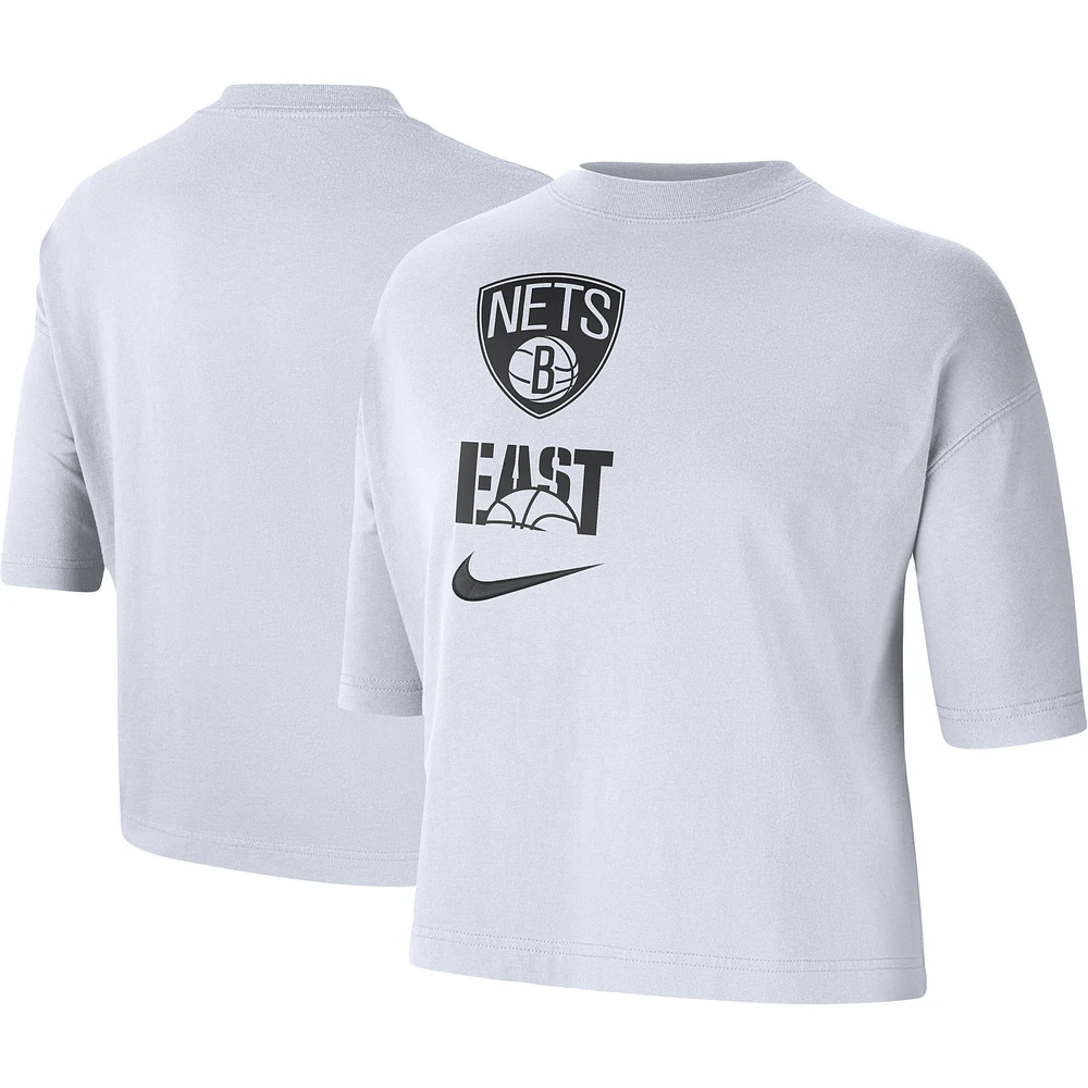 Women's Nike White Brooklyn Nets Essential Boxy T-Shirt