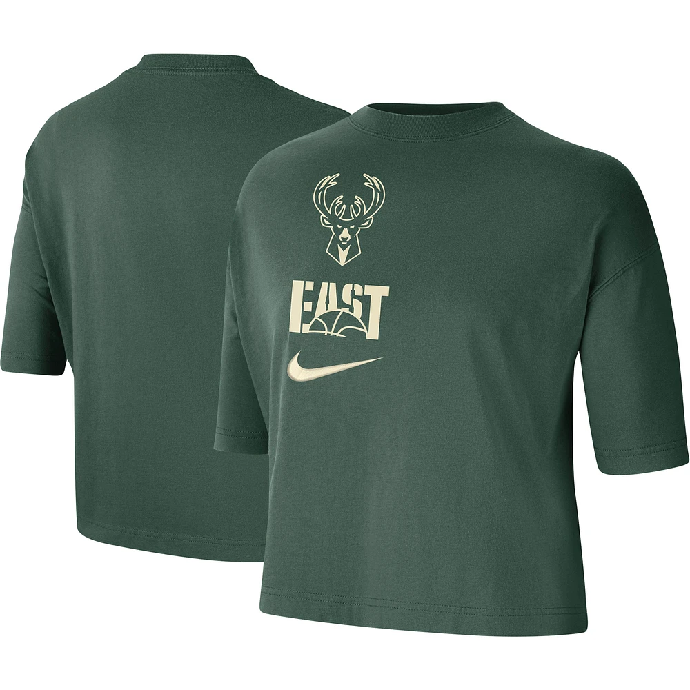 Women's Nike Hunter Green Milwaukee Bucks Essential Boxy T-Shirt