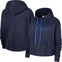 Women's Nike Navy Dallas Mavericks Split Flip Courtside Cropped Pullover Hoodie