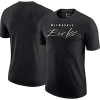 Men's Nike Heather Black Milwaukee Bucks Courtside Versus Flight Max90 T-Shirt