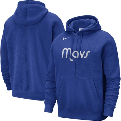 Men's Nike Blue Dallas Mavericks Courtside Versus Stitch Split Pullover Hoodie