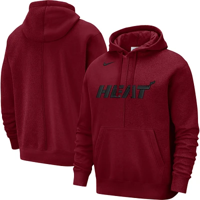 Men's Nike Red Miami Heat Courtside Versus Stitch Split Pullover Hoodie