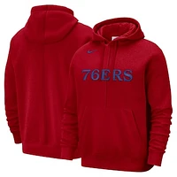 Men's Nike Red Philadelphia 76ers Courtside Versus Stitch Split Pullover Hoodie