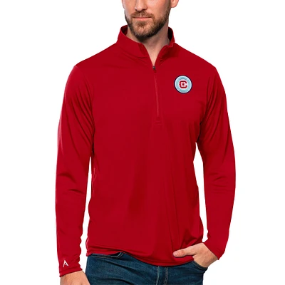 Men's Antigua Red Chicago Fire Tribute Quarter-Zip Pullover Top