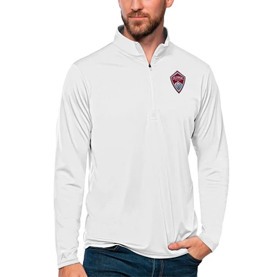 Men's Antigua White Colorado Rapids Tribute Quarter-Zip Pullover Top