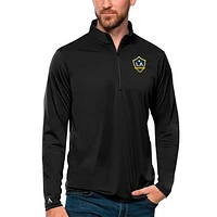 Men's Antigua Black LA Galaxy Tribute Quarter-Zip Pullover Top