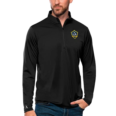Men's Antigua Black LA Galaxy Tribute Quarter-Zip Pullover Top