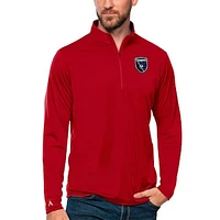 Men's Antigua Red San Jose Earthquakes Tribute Quarter-Zip Pullover Top