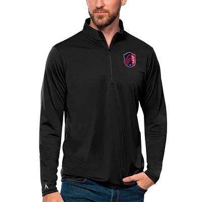 Men's Antigua Black St. Louis City SC Tribute Quarter-Zip Pullover Top