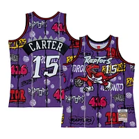 Men's Mitchell & Ness Vince Carter Purple Toronto Raptors 1998/99 Hardwood Classics Slap Sticker Swingman - Jersey