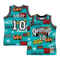 Men's Mitchell & Ness Mike Bibby Turquoise Vancouver Grizzlies 1998/99 Hardwood Classics Slap Sticker Swingman - Jersey