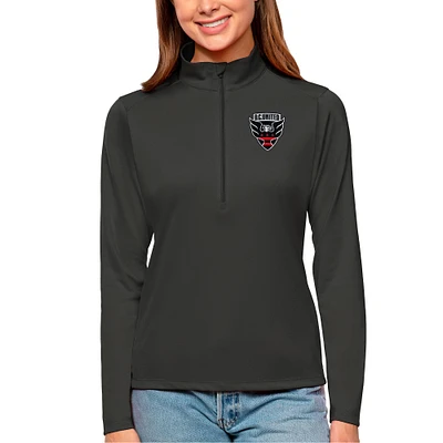 Women's Antigua Charcoal D.C. United Tribute Quarter-Zip Pullover Top