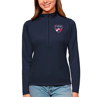 Women's Antigua Navy FC Dallas Tribute Quarter-Zip Pullover Top