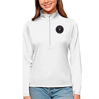 Women's Antigua White Inter Miami CF Tribute Quarter-Zip Pullover Top