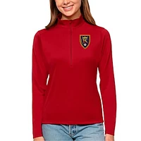 Women's Antigua Red Real Salt Lake Tribute Quarter-Zip Pullover Top