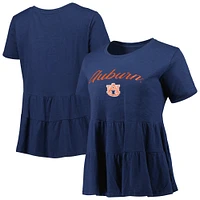 Women's Navy Auburn Tigers Willow Ruffle-Bottom T-Shirt